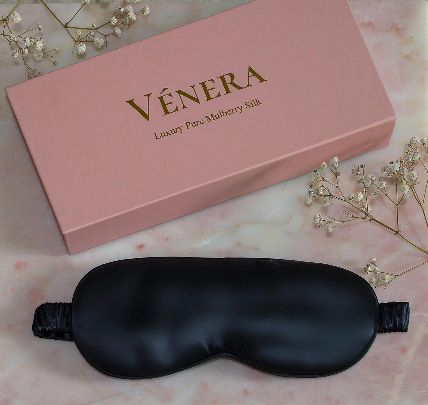 Silk Sleep Mask - 100% Pure 22 Momme Mulberry Silk Eye Sleeping Mask for Women and Men - Blackout Silk Eye Mask for Sleeping (Black)