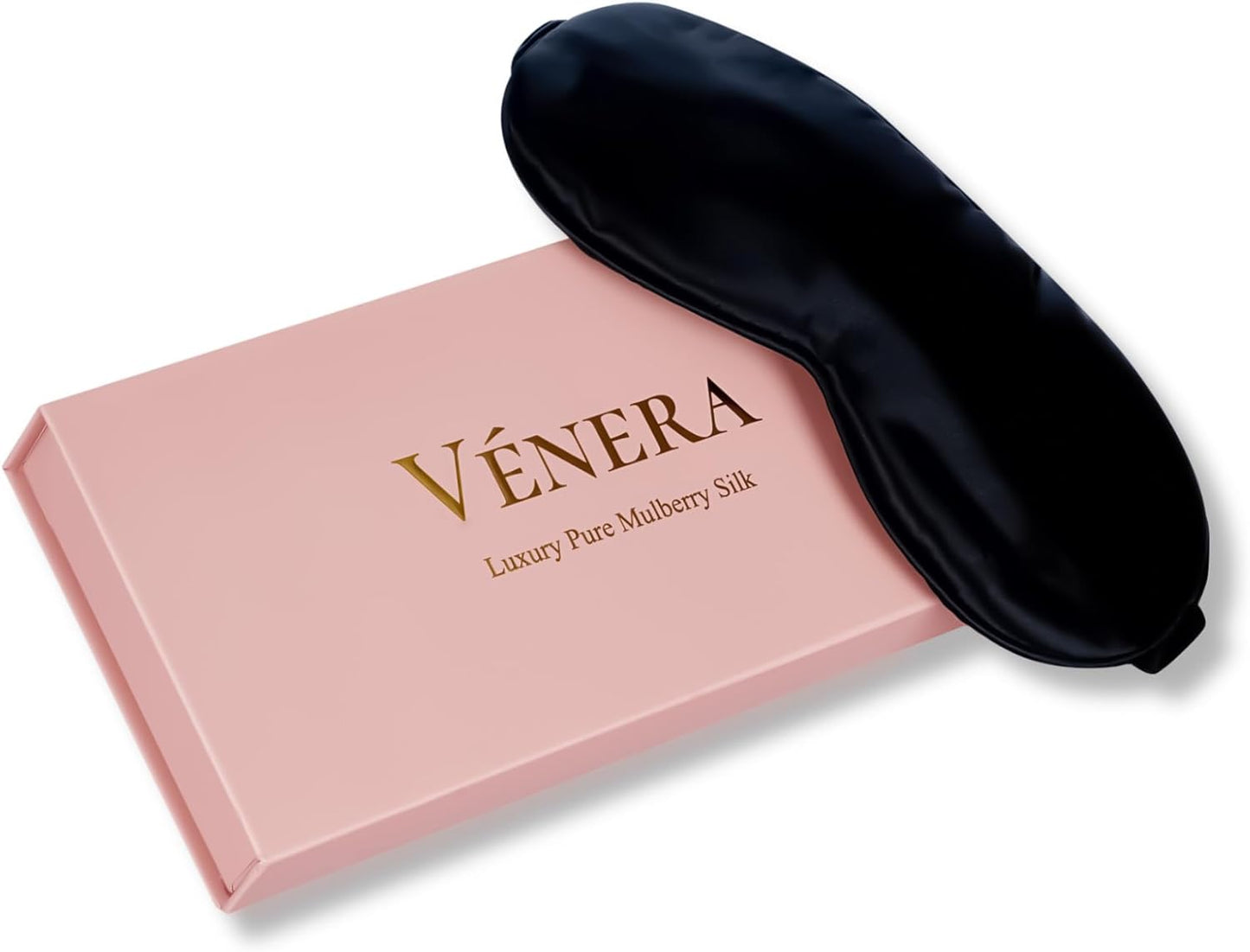 Silk Sleep Mask - 100% Pure 22 Momme Mulberry Silk Eye Sleeping Mask for Women and Men - Blackout Silk Eye Mask for Sleeping (Black)