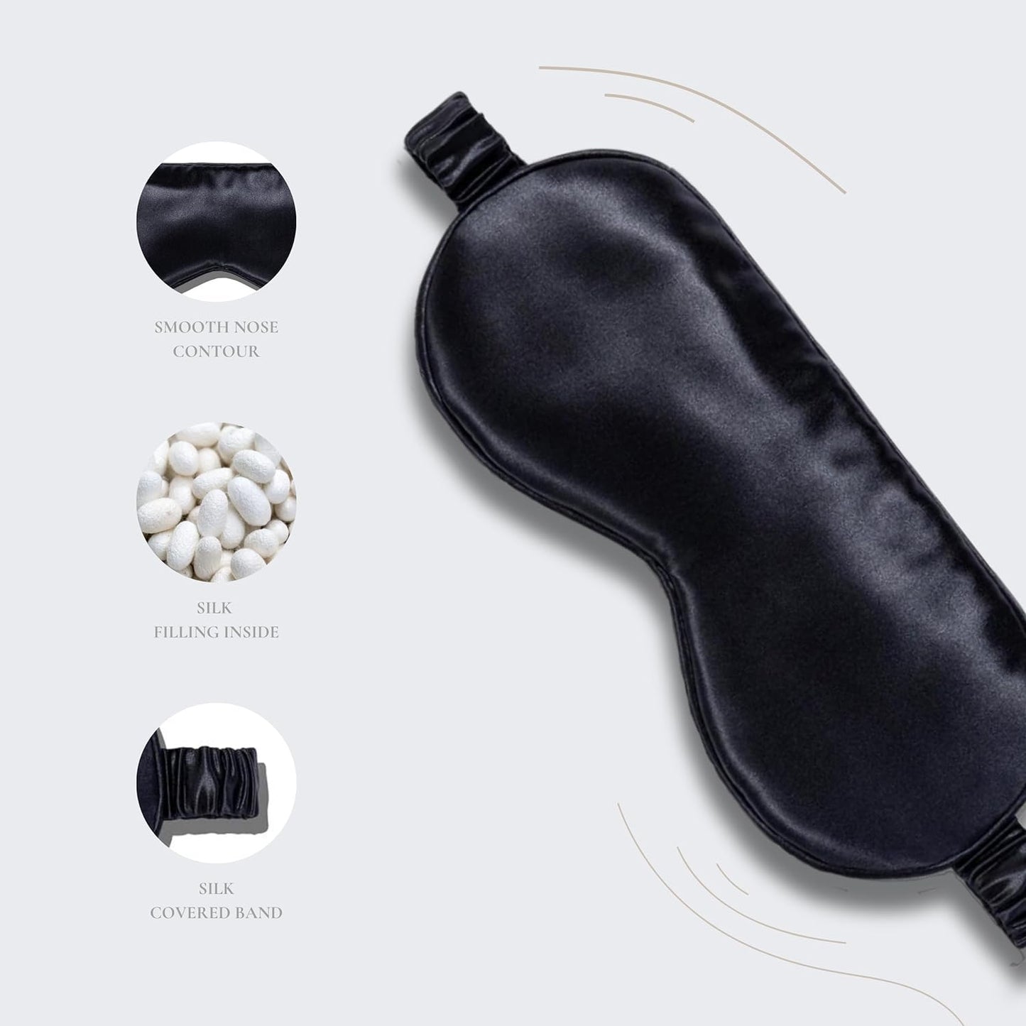 Silk Sleep Mask - 100% Pure 22 Momme Mulberry Silk Eye Sleeping Mask for Women and Men - Blackout Silk Eye Mask for Sleeping (Black)