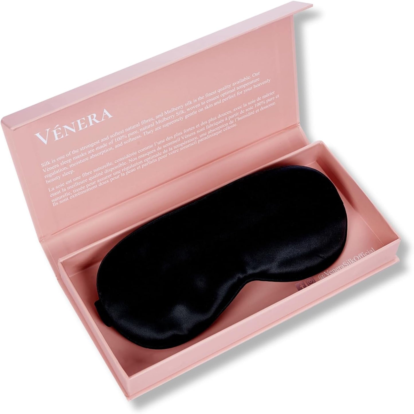 Silk Sleep Mask - 100% Pure 22 Momme Mulberry Silk Eye Sleeping Mask for Women and Men - Blackout Silk Eye Mask for Sleeping (Black)